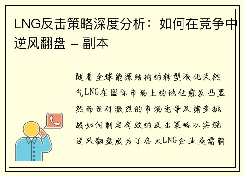 LNG反击策略深度分析：如何在竞争中逆风翻盘 - 副本